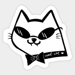 Cool black cat in glasses , cat gentleman Sticker